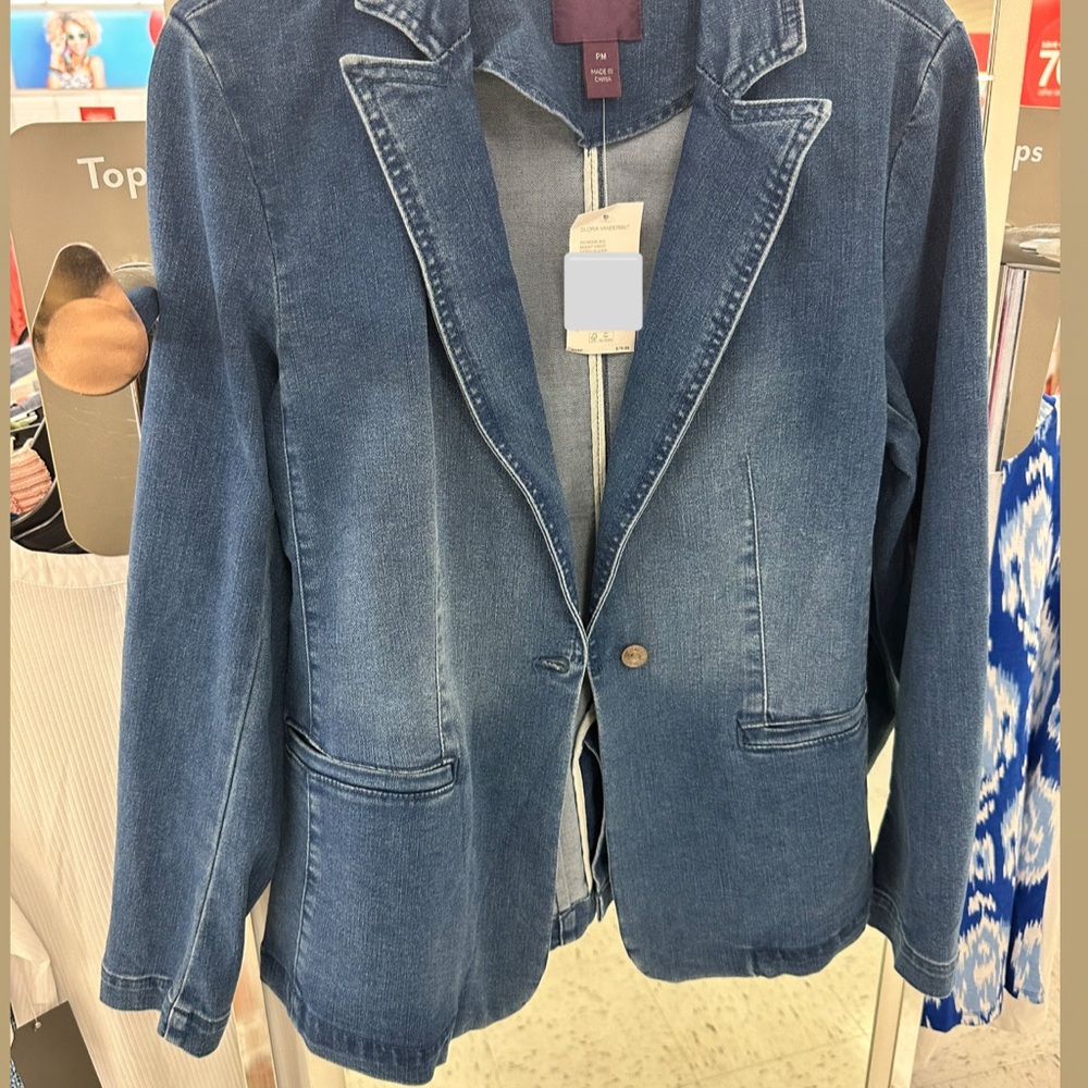 Gloria Vanderbilt Blue Denim Blazer